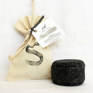 Plastic-free zero waste solid shampoo bar by JDBotanics for oily hair with bergamot and grapefruit