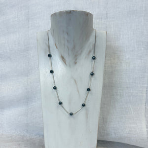 Black Pearl Station Sterling Silver Necklace | Handmade Freshwater Pearl Jewelry