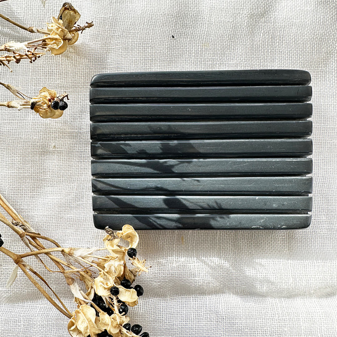 Hand-Carved Black Soapstone Soap Dish