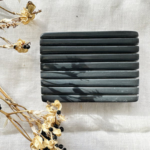 Hand-Carved Black Soapstone Soap Dish