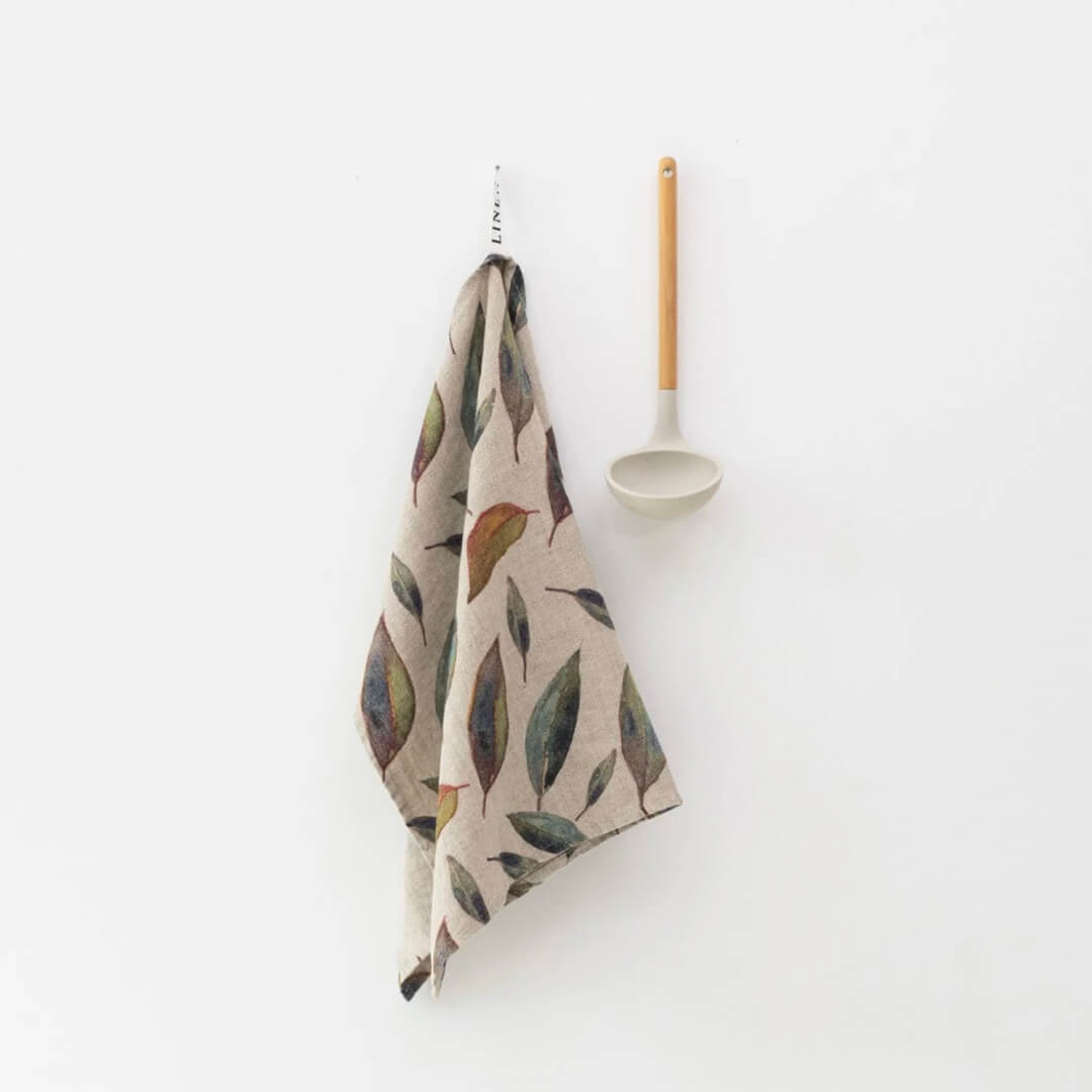 Linen Tales Golden Fall on Natural Linen Kitchen Towel