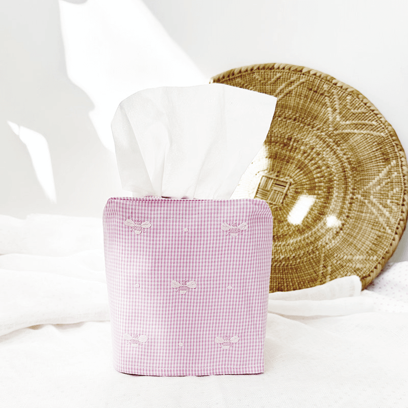 Gordonsbury Tissue Box Cover with Pink Bee