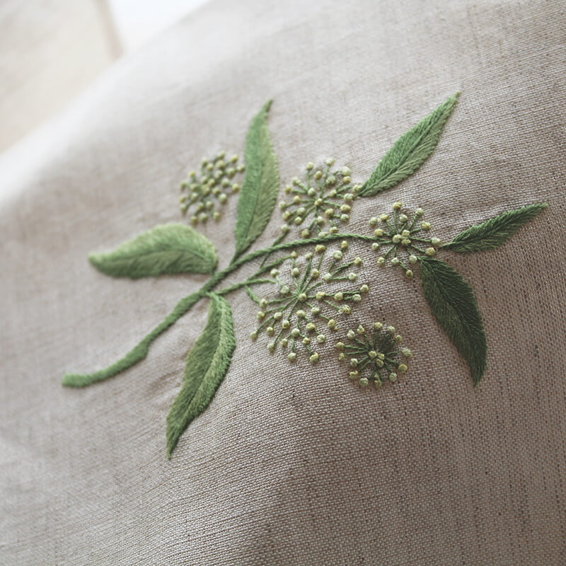 Hand Embroidered Linen Guest Towel – Elder Flower on Natural
