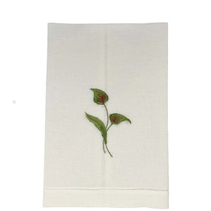Linen Guest Towel – Flamingo Flower on Natural