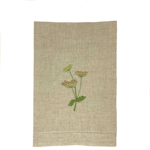 Hand Embroidered Linen Guest Towel – Meadow Flower on Natural