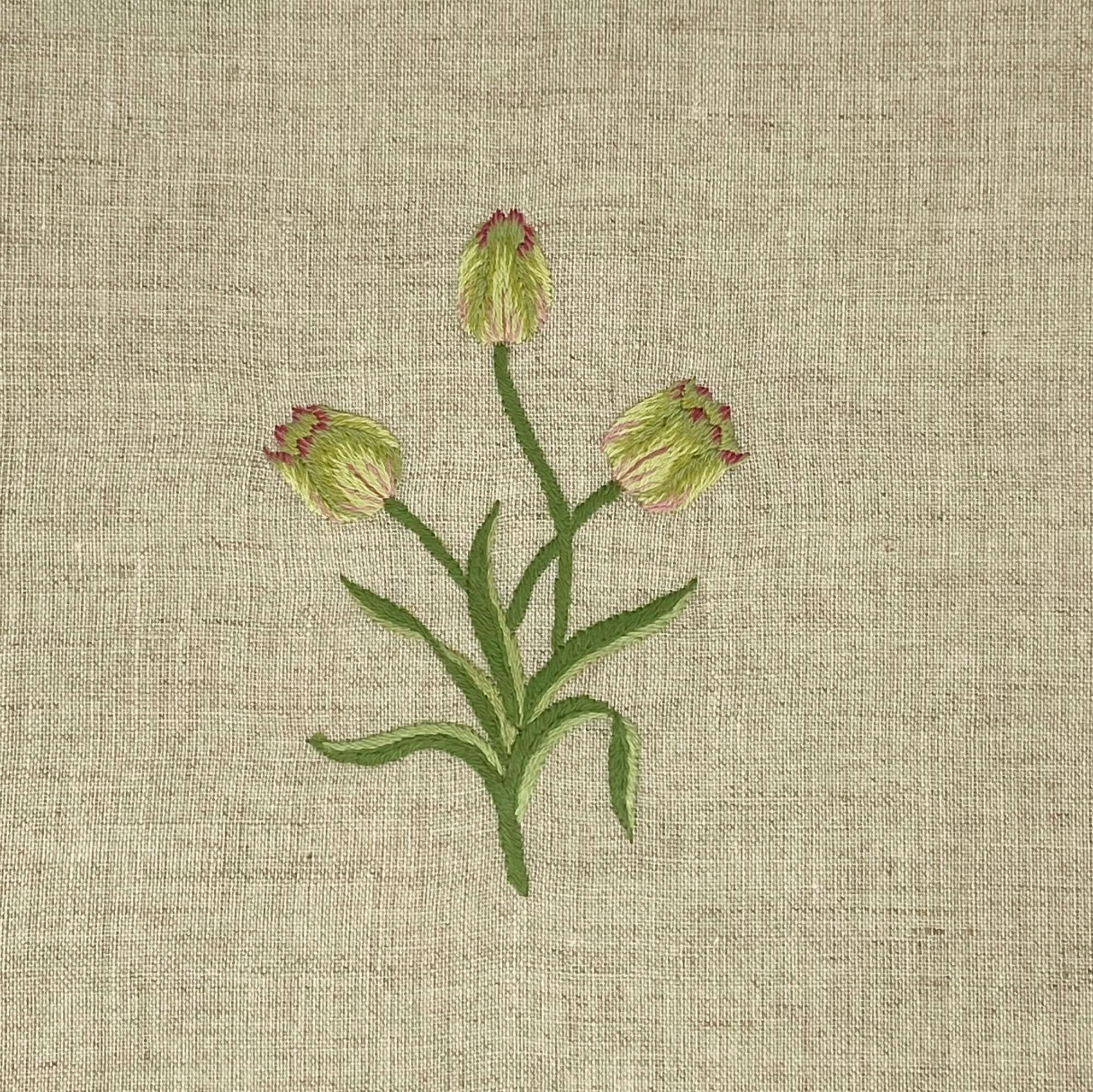Hand Embroidered Linen Guest Towel – Tulip on Natural
