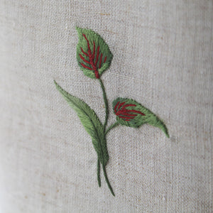 Hand Embroidered Linen Tissue Box Cover - Flamingo Flower Natural