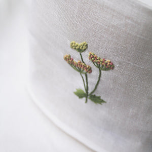 Hand Embroidered Linen Tissue Box Cover - Meadow Flower White