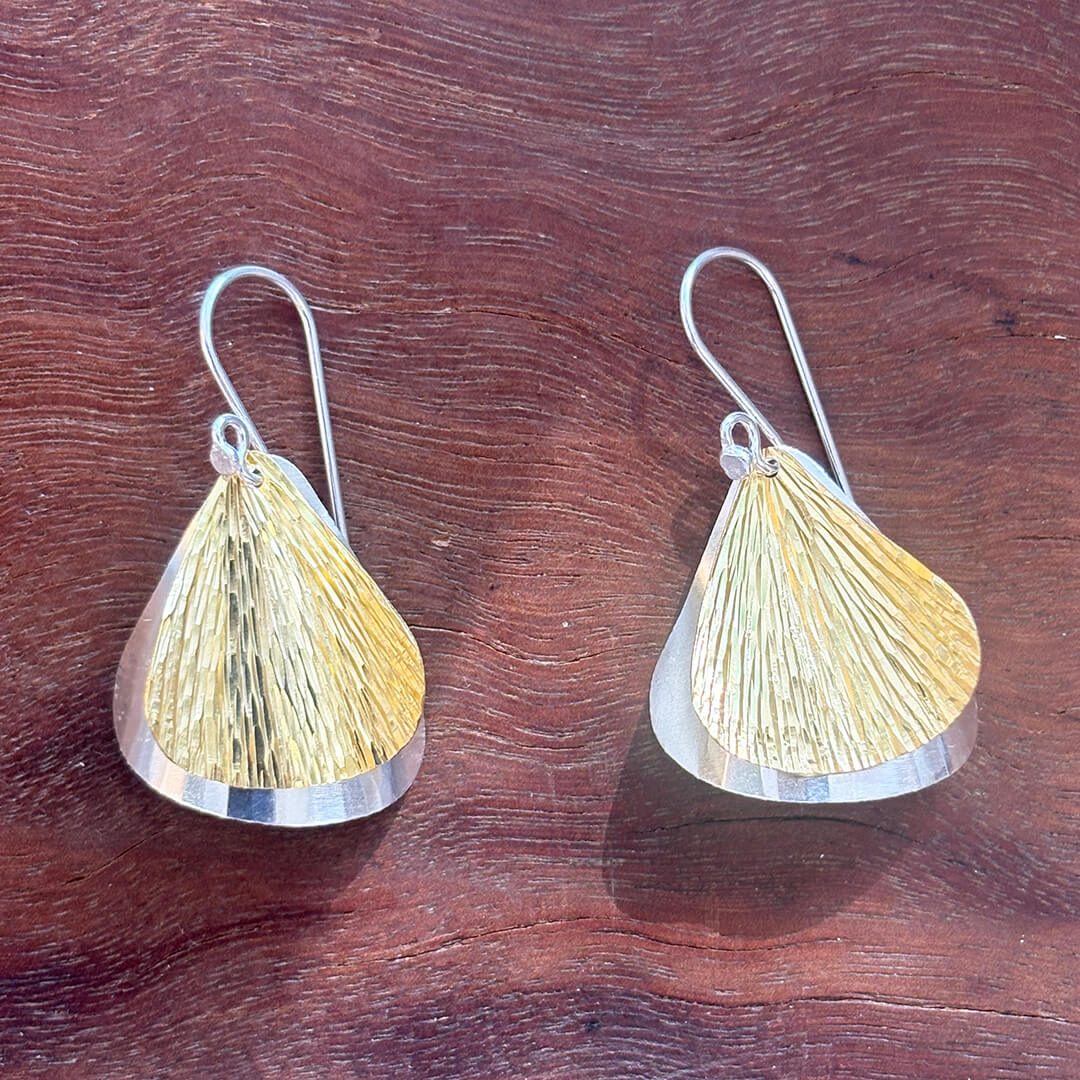 Handmade Silver & Gold Petal Earrings | Artisan Mixed Metal Statement Jewelry