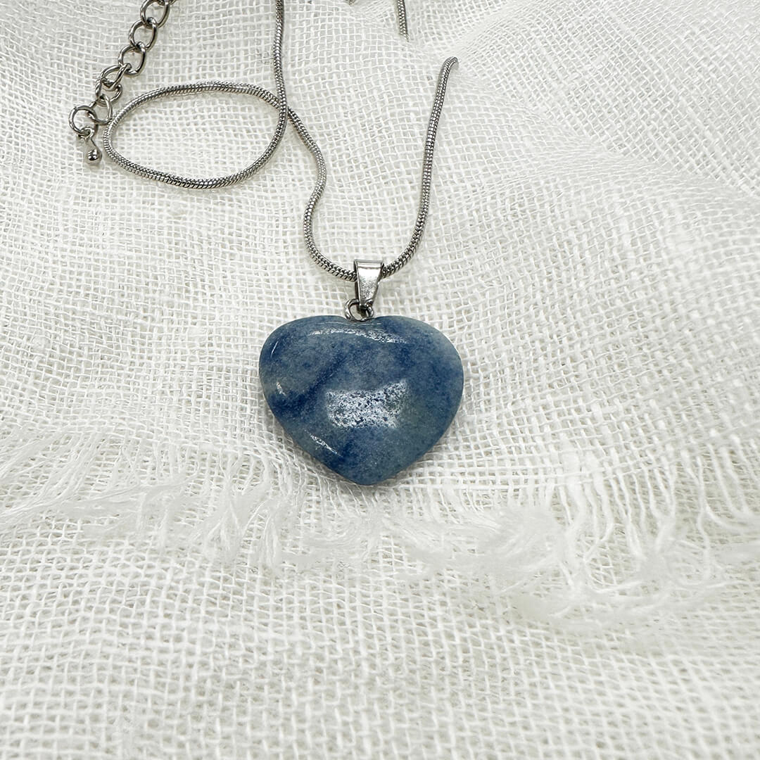 Heart-Shaped Blue Quartz Pendant Necklace | Calm & Clarity