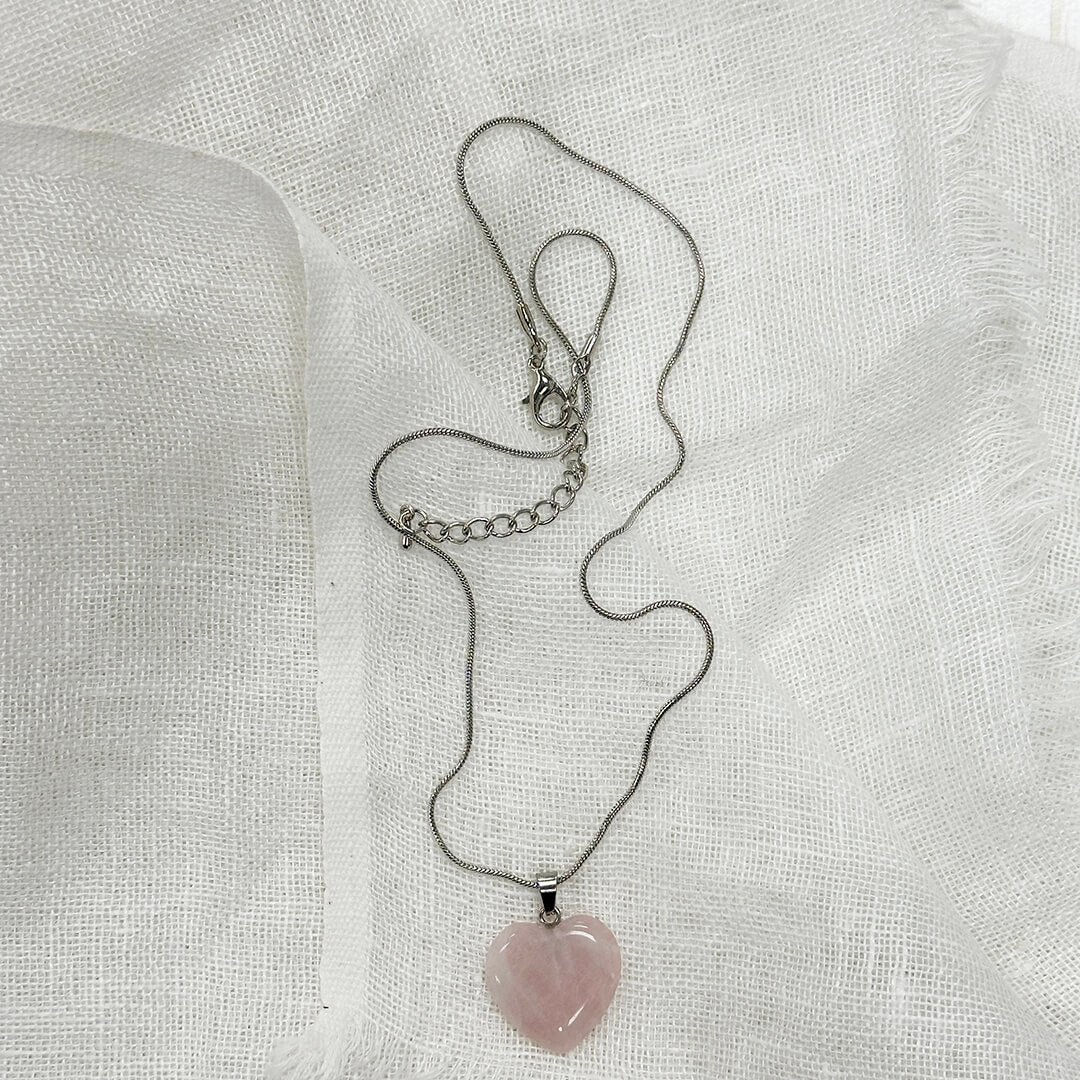 Heart-Shaped Rose Quartz Pendant Necklace | Stone of Love
