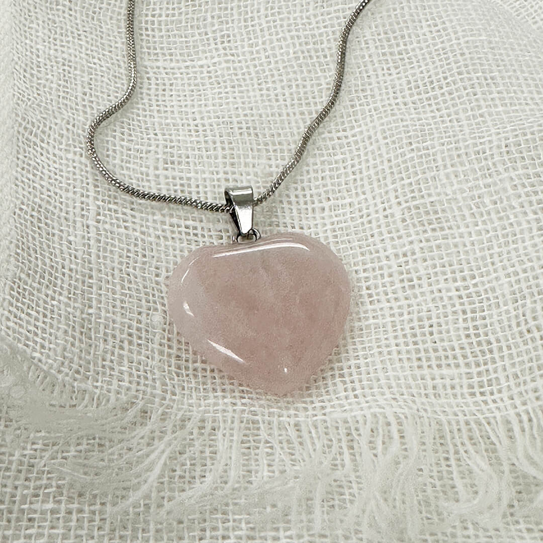 Heart-Shaped Rose Quartz Pendant Necklace | Stone of Love