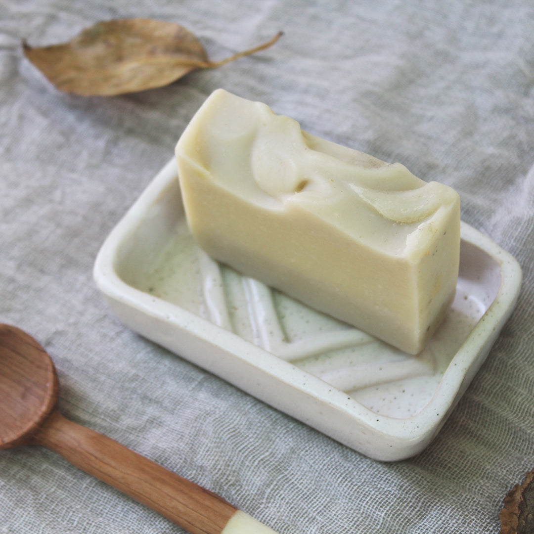 Ceramic African Soap Dish White Speckle