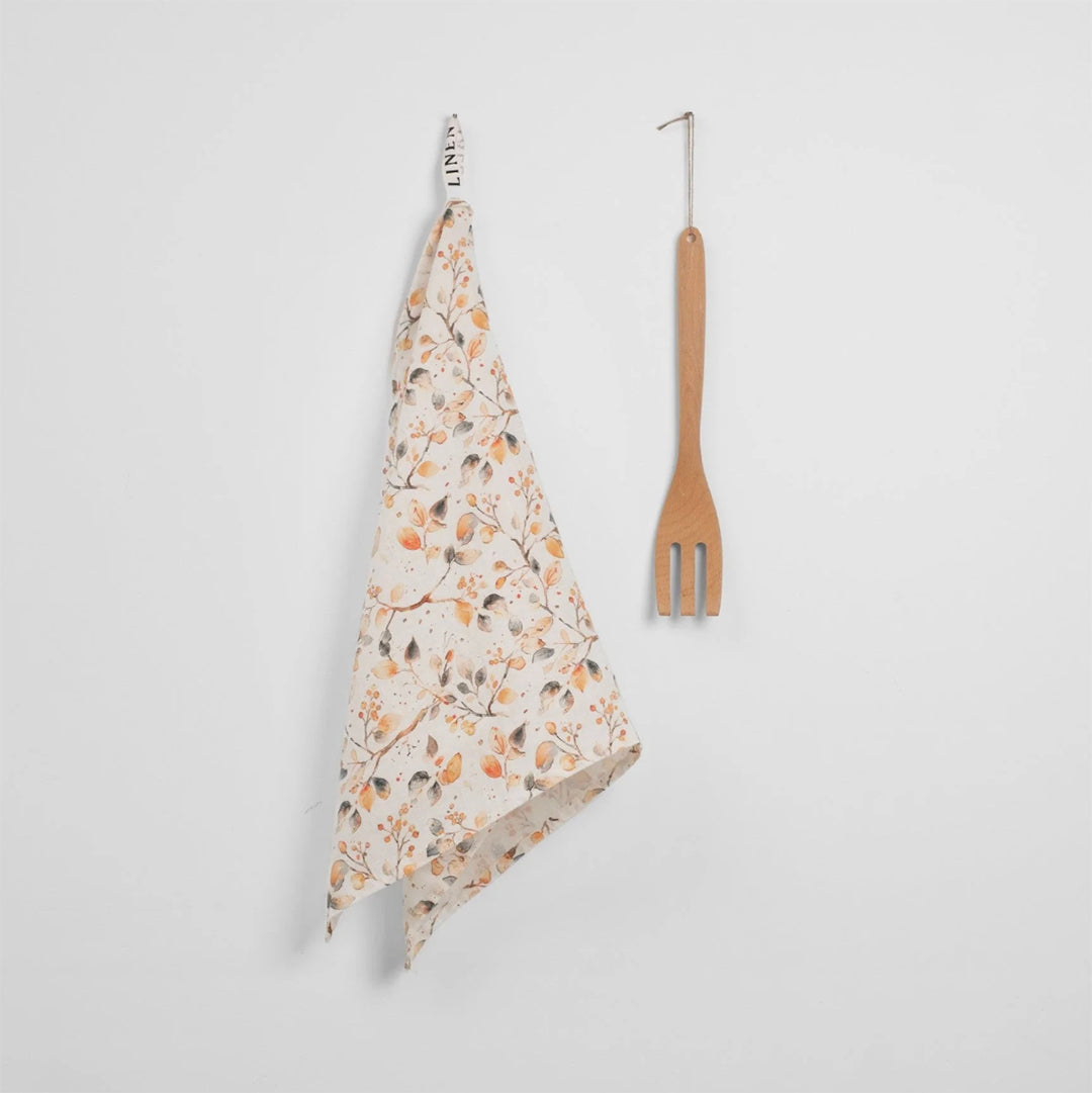 Linen Tale Fall Watercolor Stone Washed Linen Kitchen Towel
