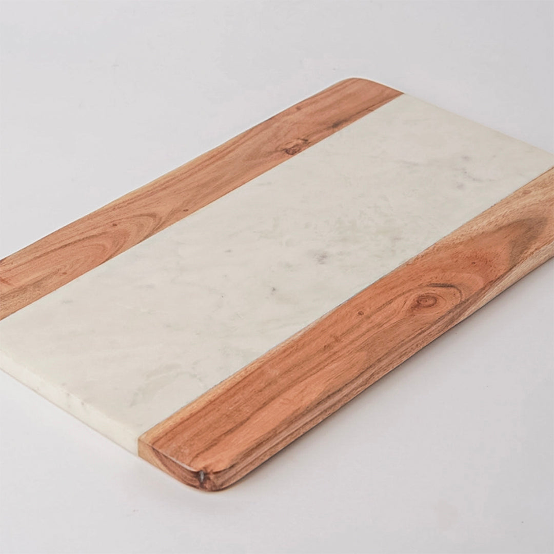 Luxury Marble & Acacia Wood Serving Board | Charcuterie & Cheese Board