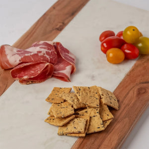 Luxury Marble & Acacia Wood Serving Board | Charcuterie & Cheese Board