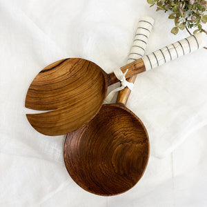 Luxury Round Wild Olive Wood Salad Servers