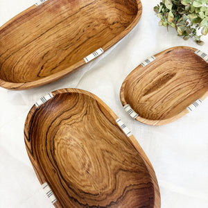 Luxury Wild Olive Wood 3 Oval Bowl Set | Kimberly House