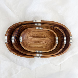 Luxury Wild Olive Wood 3 Oval Bowl Set