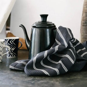 Mungo Honeycomb Cotton Tea Towel Charcoal