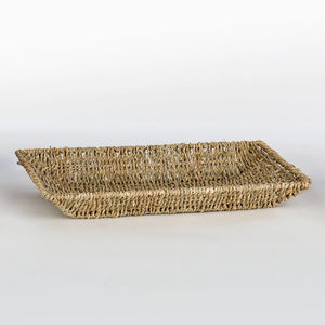 Rectangular Seagrass Wire Tray | Handwoven Decorative Storage Tray