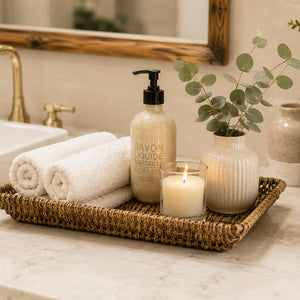 Rectangular Seagrass Wire Tray | Handwoven Decorative Storage Tray
