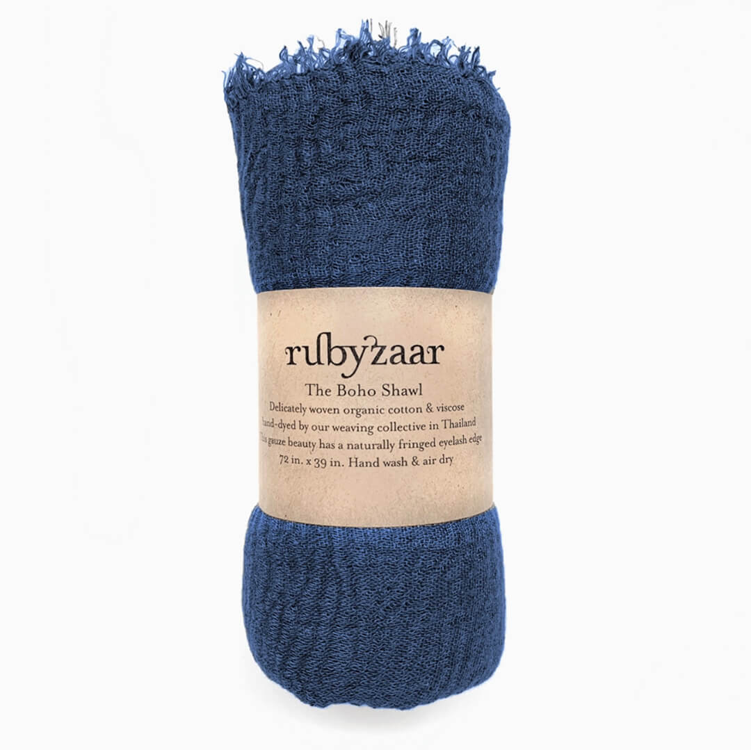 Rubyzaar Lightweight Organic Cotton Shawl - Cobalt