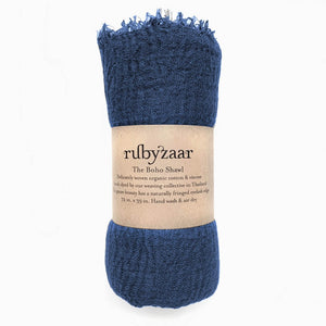 Rubyzaar Lightweight Organic Cotton Shawl - Cobalt