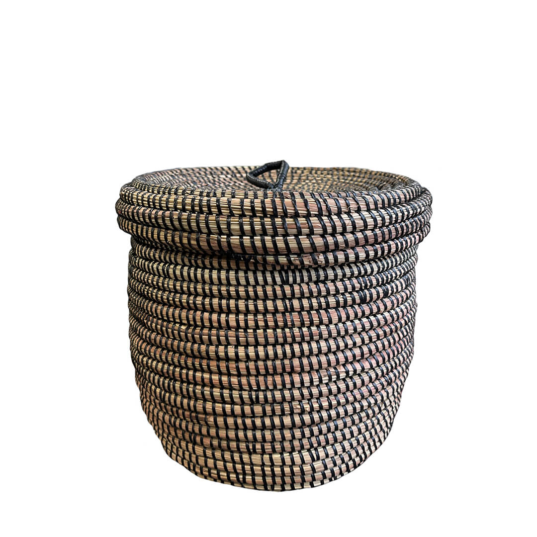 Senegalese Black Lidded Storage Basket