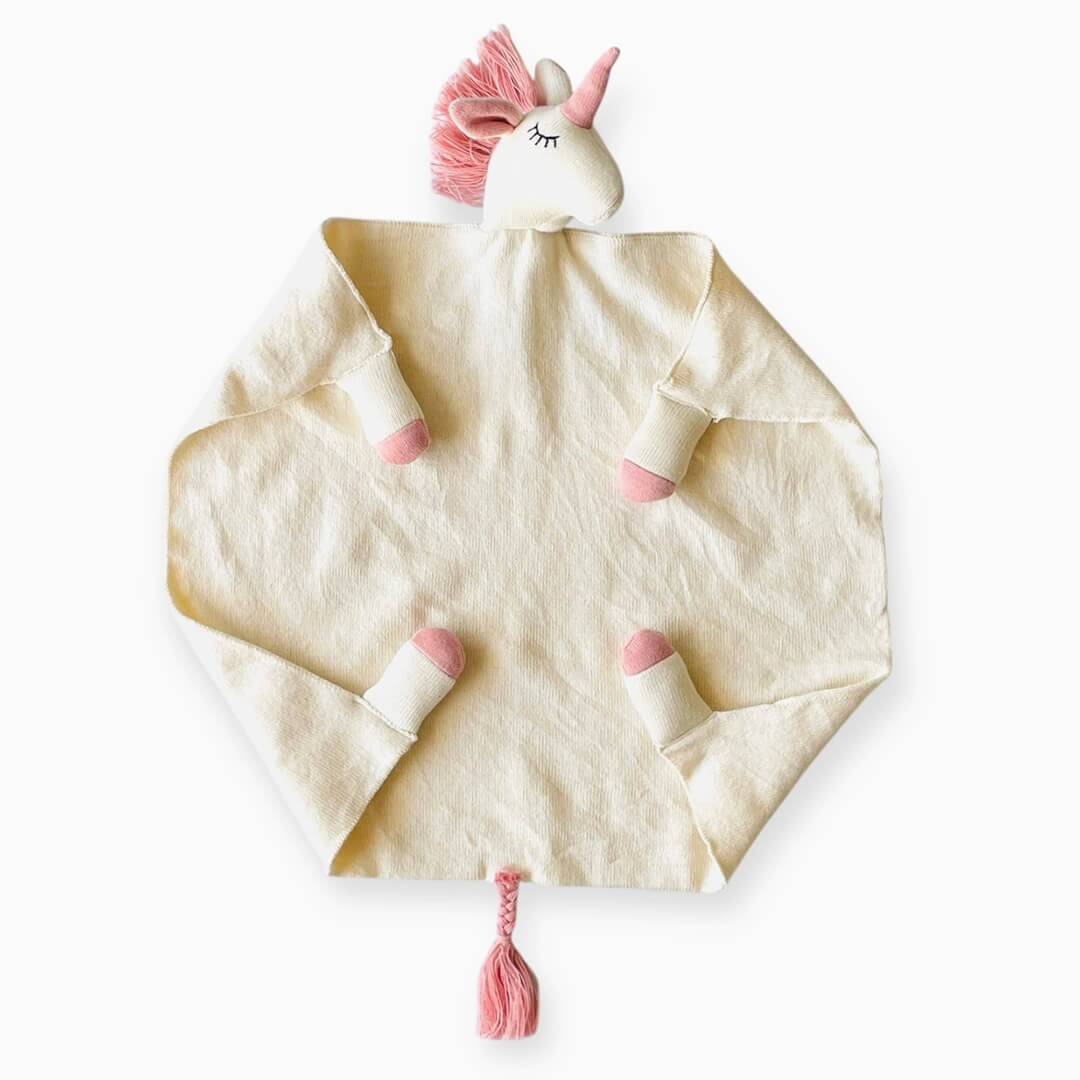 Organic Cotton Pink Unicorn Lovey | Viverano Baby Security Blanket