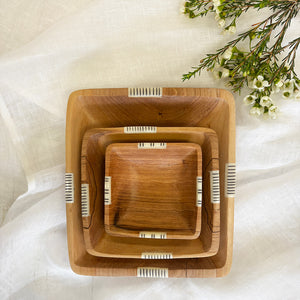 Luxury Wild Olive Wood 3 Bowl Set | Handcrafted Wooden Serving Bowls