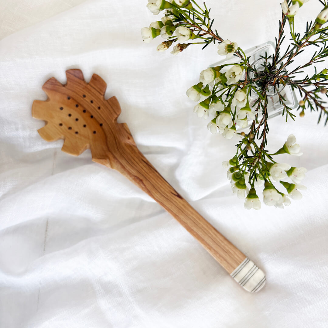 Luxury Wild Olive Wood Pasta Spoon | Artisan Kitchen Gift
