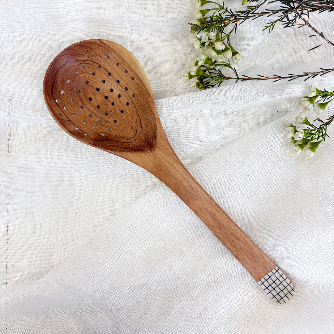 Wild Olive Wood Slotted Spoon