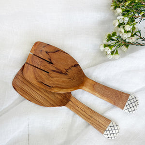 Luxury Wild Olive Wood 8" Salad Servers | Artisan Kitchen Gift