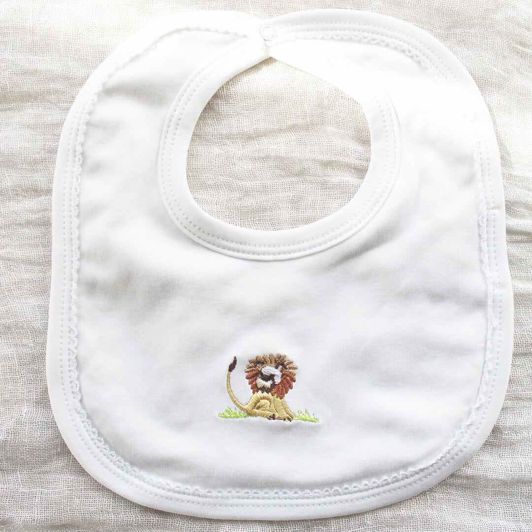 Pima Cotton Baby Bib with Lion