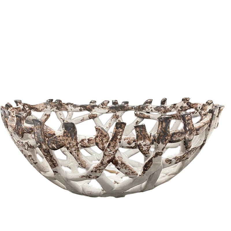 ceramic oval lattice bowl