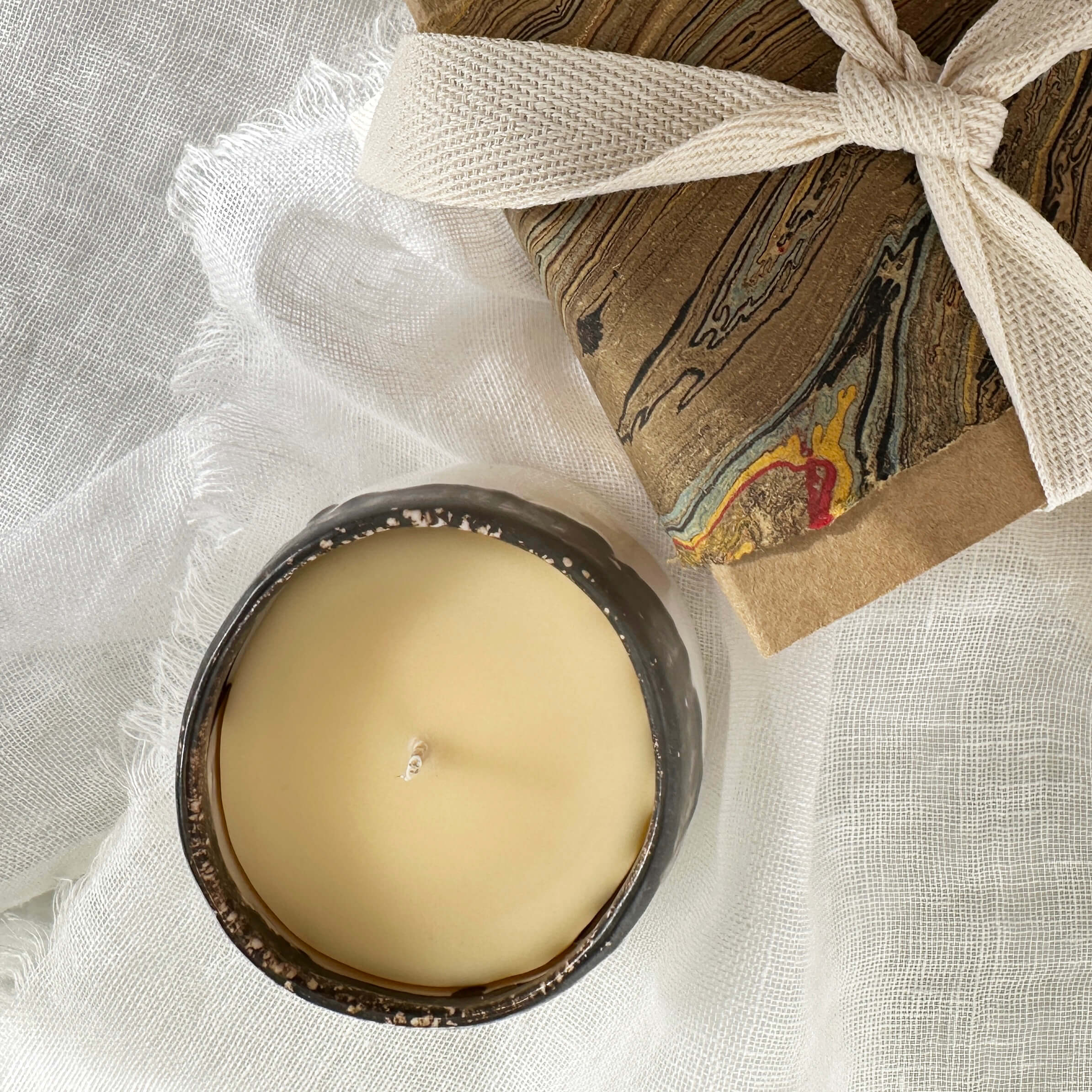 Hand-Poured Pink Grapefruit Candle in a Reusable Ceramic Bowl