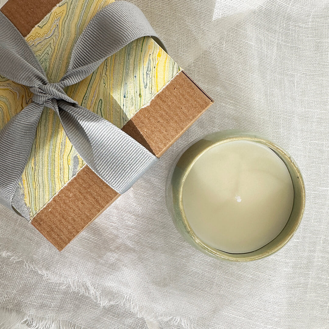Hand-Poured Rose Candle in a Reusable Ceramic Bowl