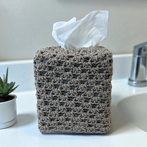 Hand Crochet Tissue Box Cover Stone