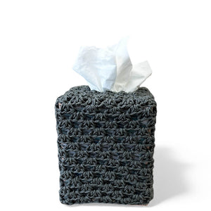 Hand Crochet Tissue Box Cover Dark Grey