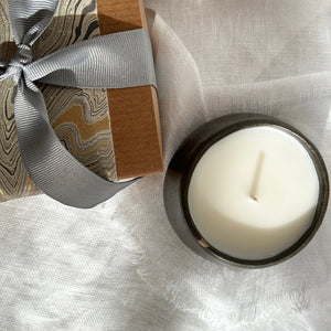 Hand-Poured Zesty Sandalwood Candle in a Reusable Ceramic Bowl