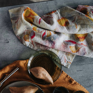 Linen Tales Orange Flow Stone Washed Linen Kitchen Towel