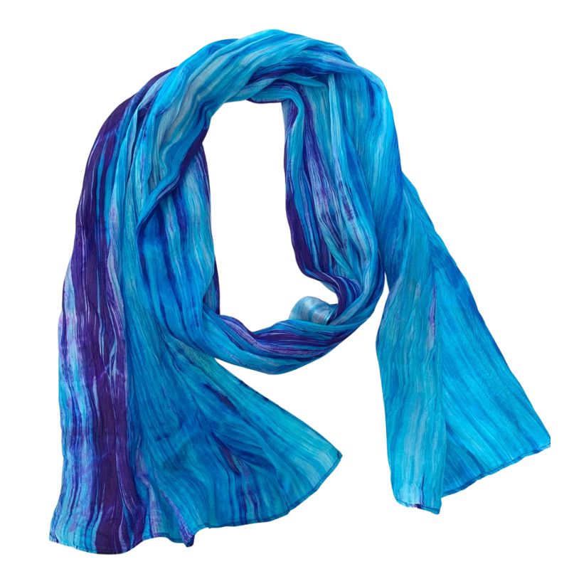 Lua Turquoise Purple  Watercolor Silk Scarf