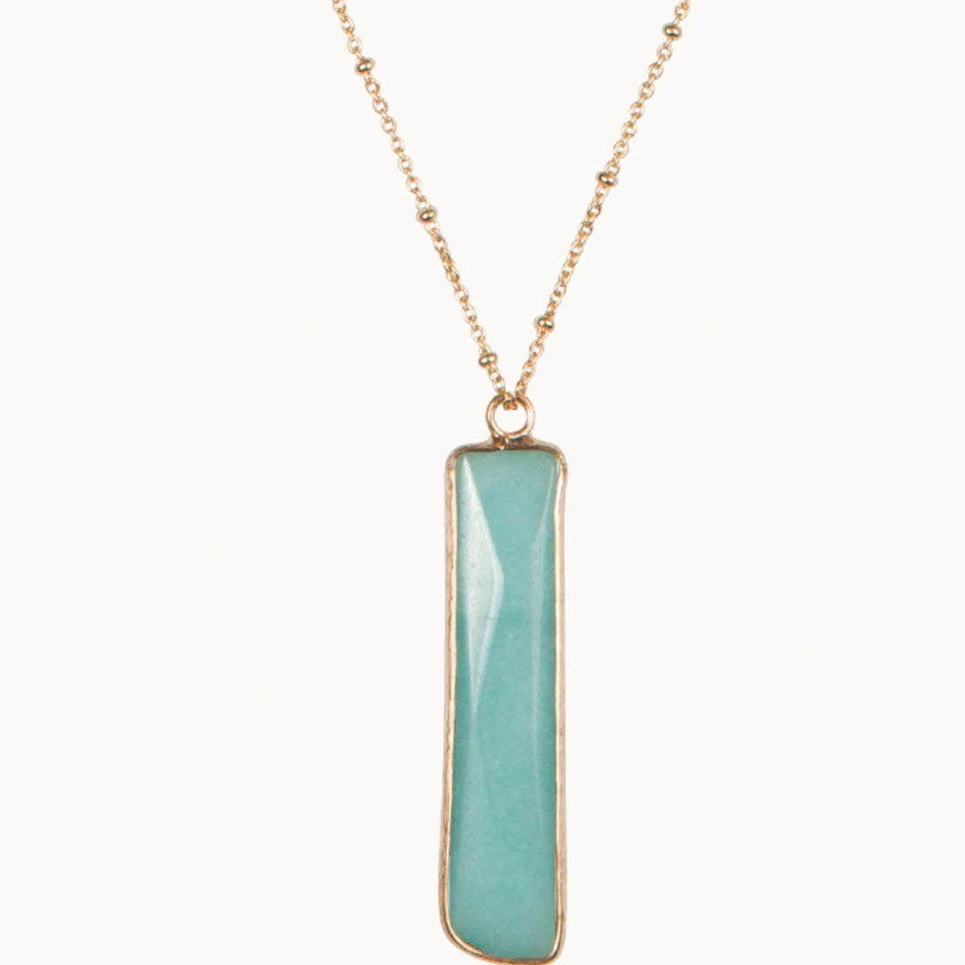 Marquet Fair Trade Natural Stone Pendant Necklace Aqua