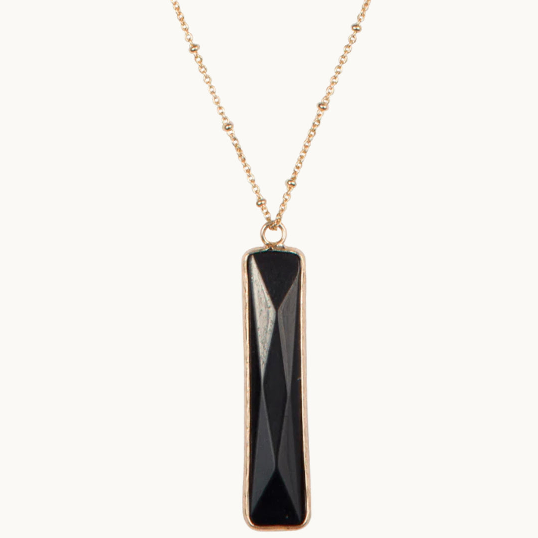 Marquet Fair Trade Natural Stone Pendant Necklace Black