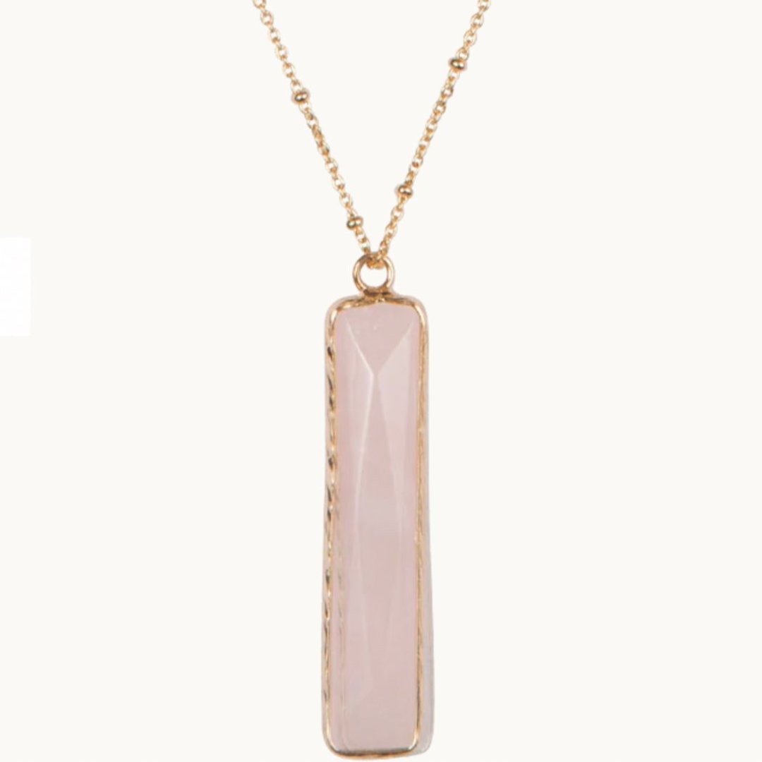 Marquet Fair Trade Natural Stone Pendant Necklace Rose