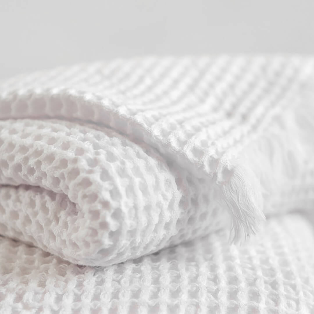 Mungo Organic Belgian Waffle Bath Towel White