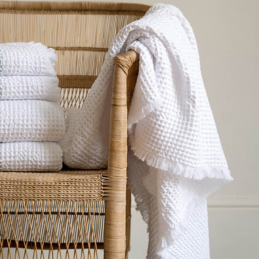 Mungo Organic Belgian Waffle Hand Towel White
