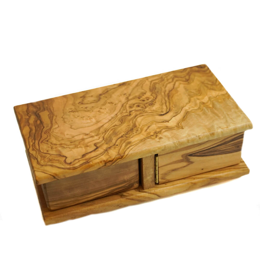 Olive Wood Salt and Pepper Swivel Twin Box