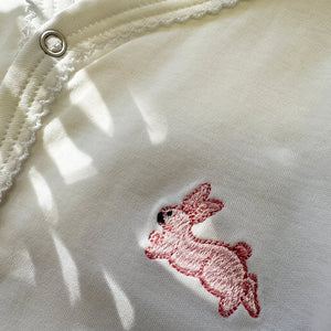 Pima Cotton Baby Onesie with Pink Bunny